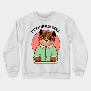 Cute Computer Programmer Girl Cat Crewneck Sweatshirt